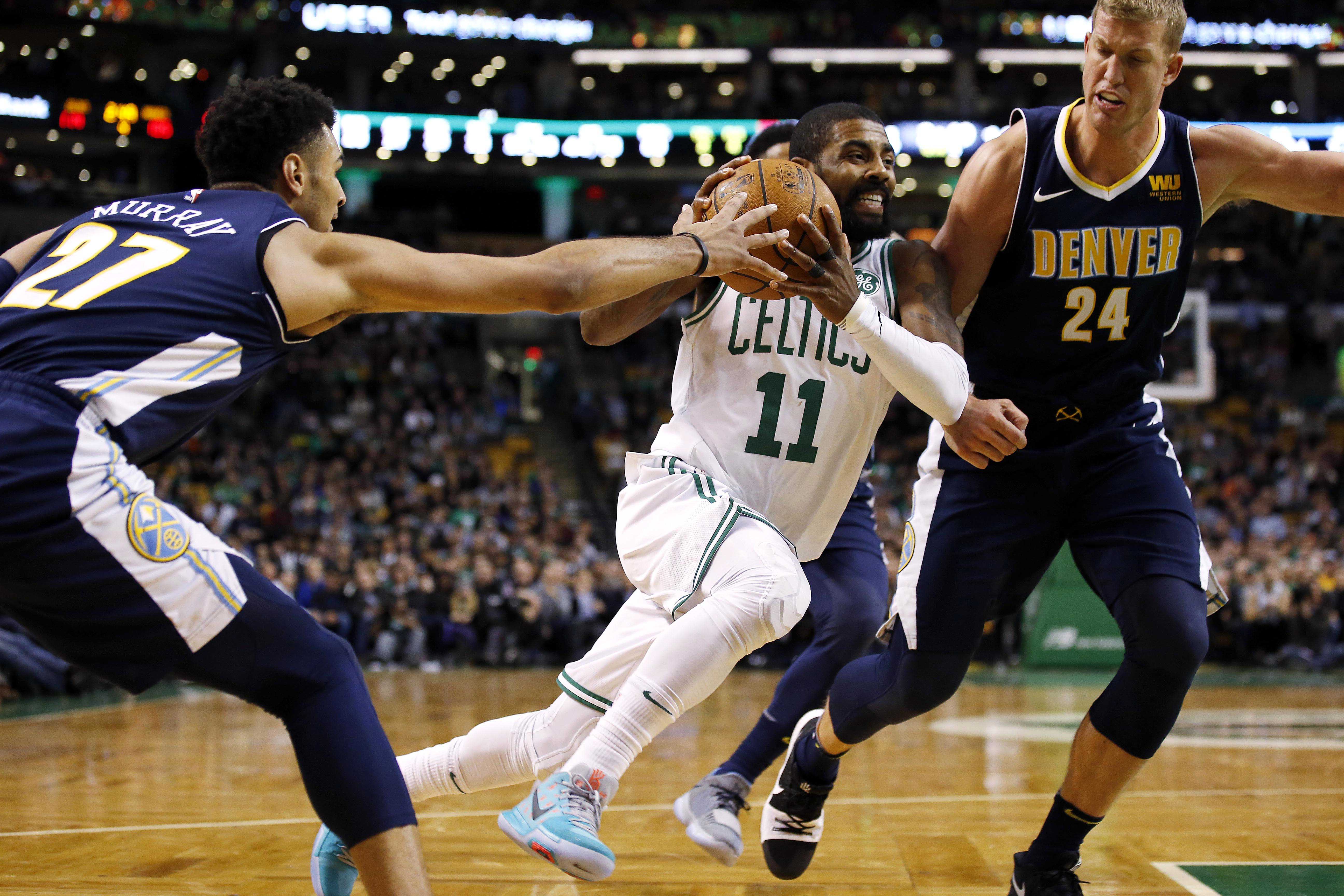 Irving s 33 lifts Celtics past Nuggets 124 118 newscentermaine